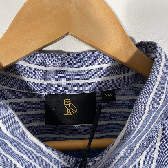 NWT Octobers Very Own Vertical Stripe LS Monogram Logo Woven Shirt mens size XXL - Picture 6 of 9